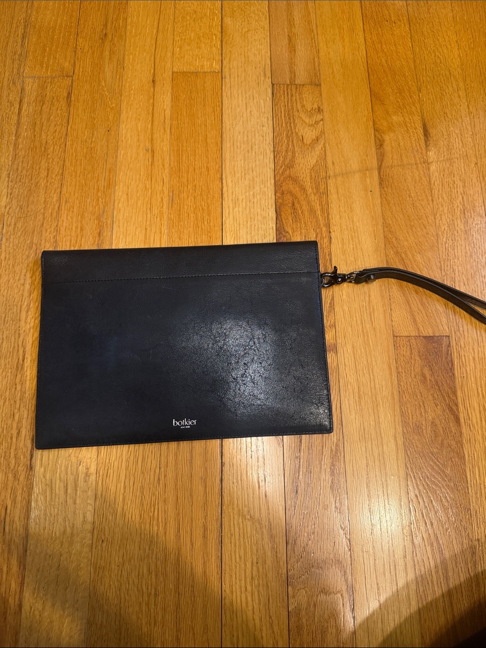 Botkier Black Leather Envelope Wristlet Satchel